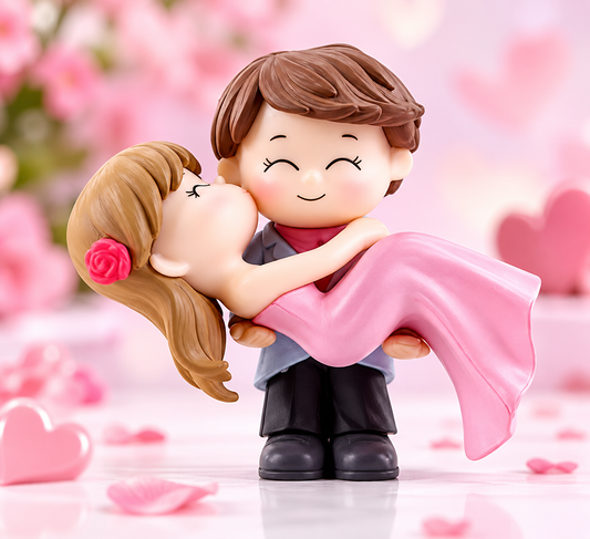 Miniature Love Couple Kissing & Hugging Statue