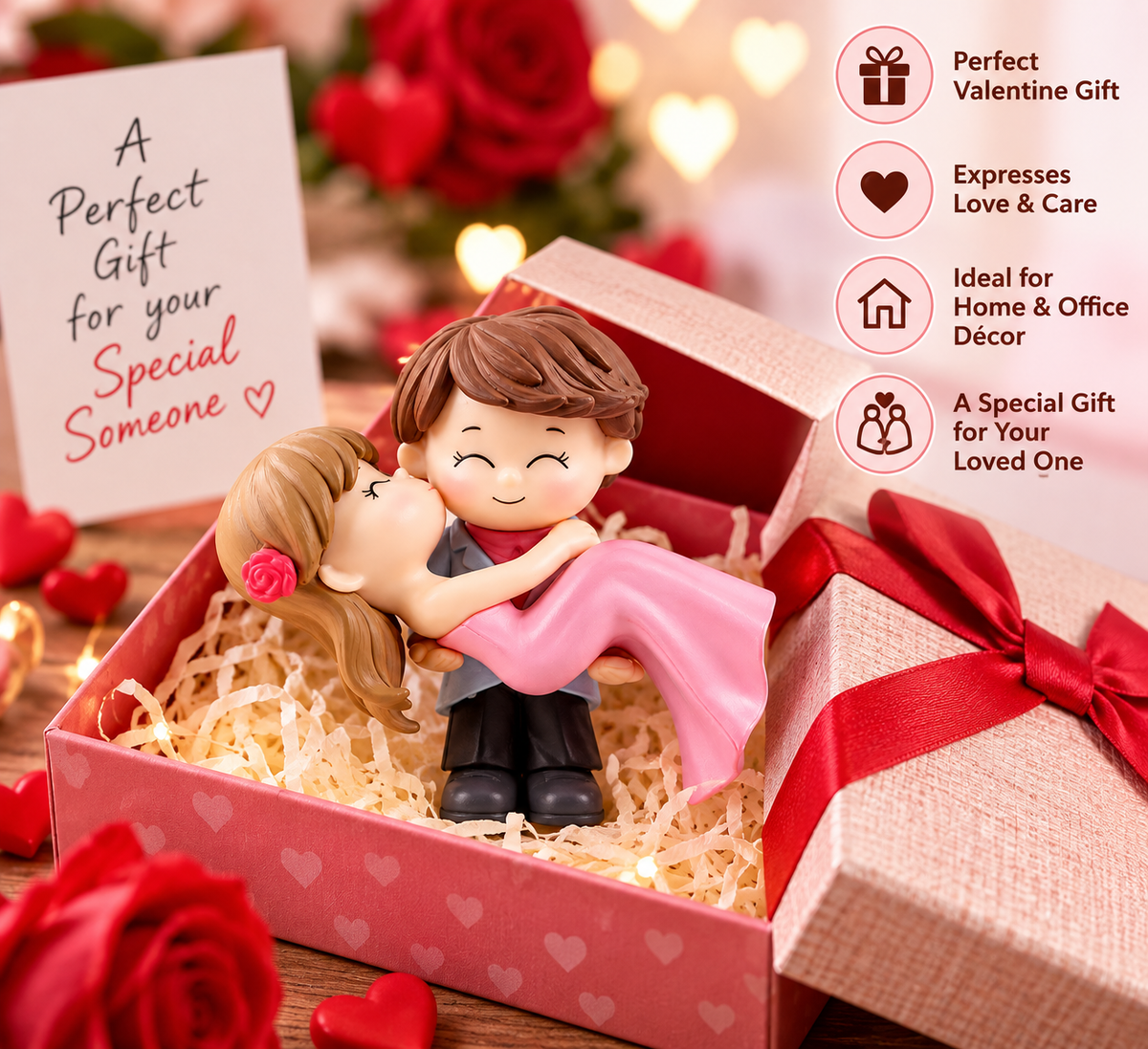 Miniature Love Couple Kissing & Hugging Statue